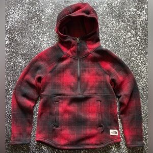 The North Face Plaid Fleece 1/2 Zip Hoodie Women’s Size XS